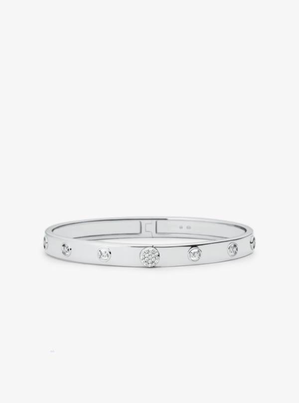Damske Naramky Michael Kors Precious Metal-Plated Sterling Silver Pavé Bangle Strieborne - Šperky Michael Kors Slevy | JVDBK-2164